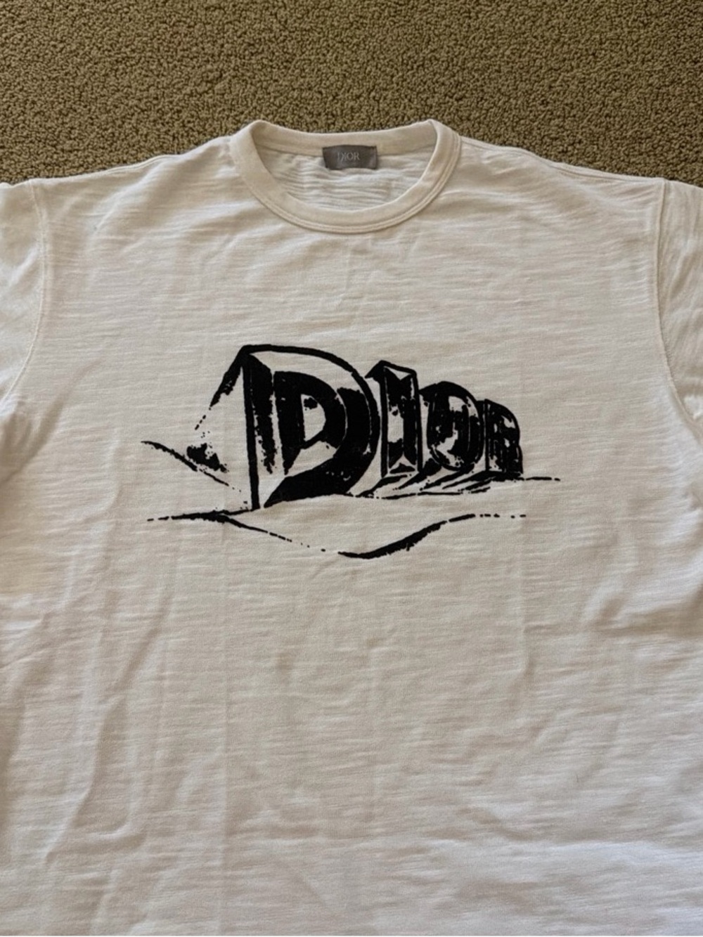 Dior Off-White Tee with Black Graphic Logo - Picture 2 of 6